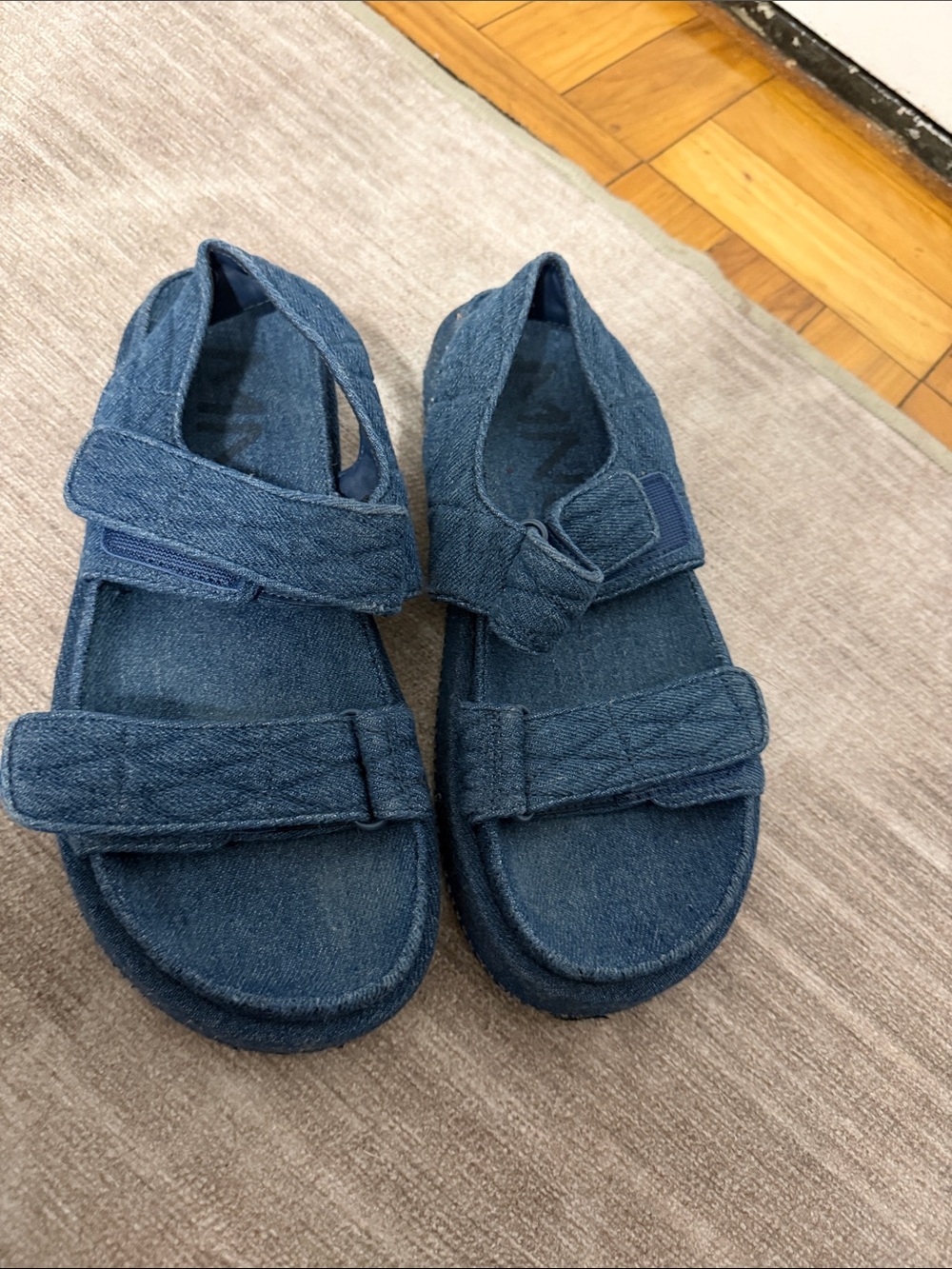 Mango Denim Blue Adjustable Strap Sandals